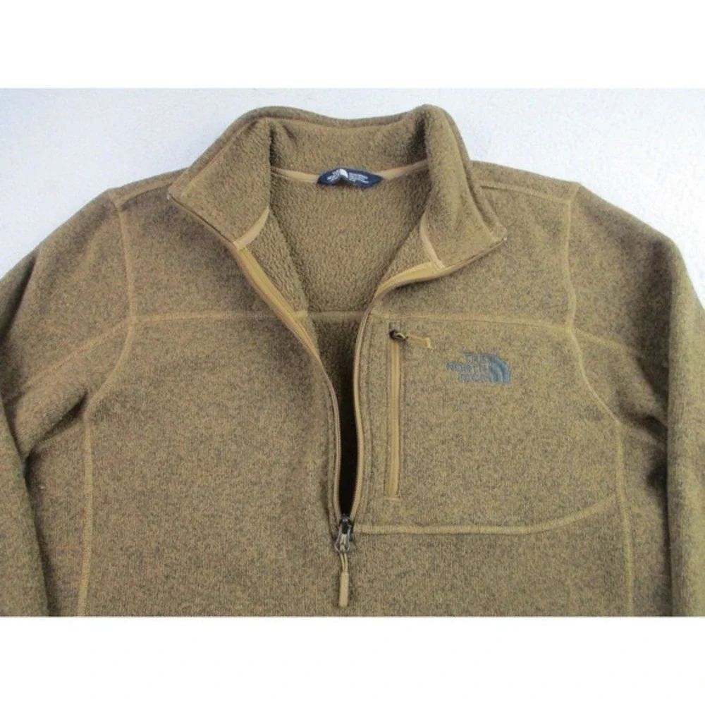 North Face Sweater Mens Medium Brown 1/4‎ Zip Fleece Outdoors Hiking Pullover M